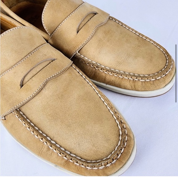 Peter Millar Size 11.5 M Tan Nubuck Penny Loafers - Picture 8 of 10